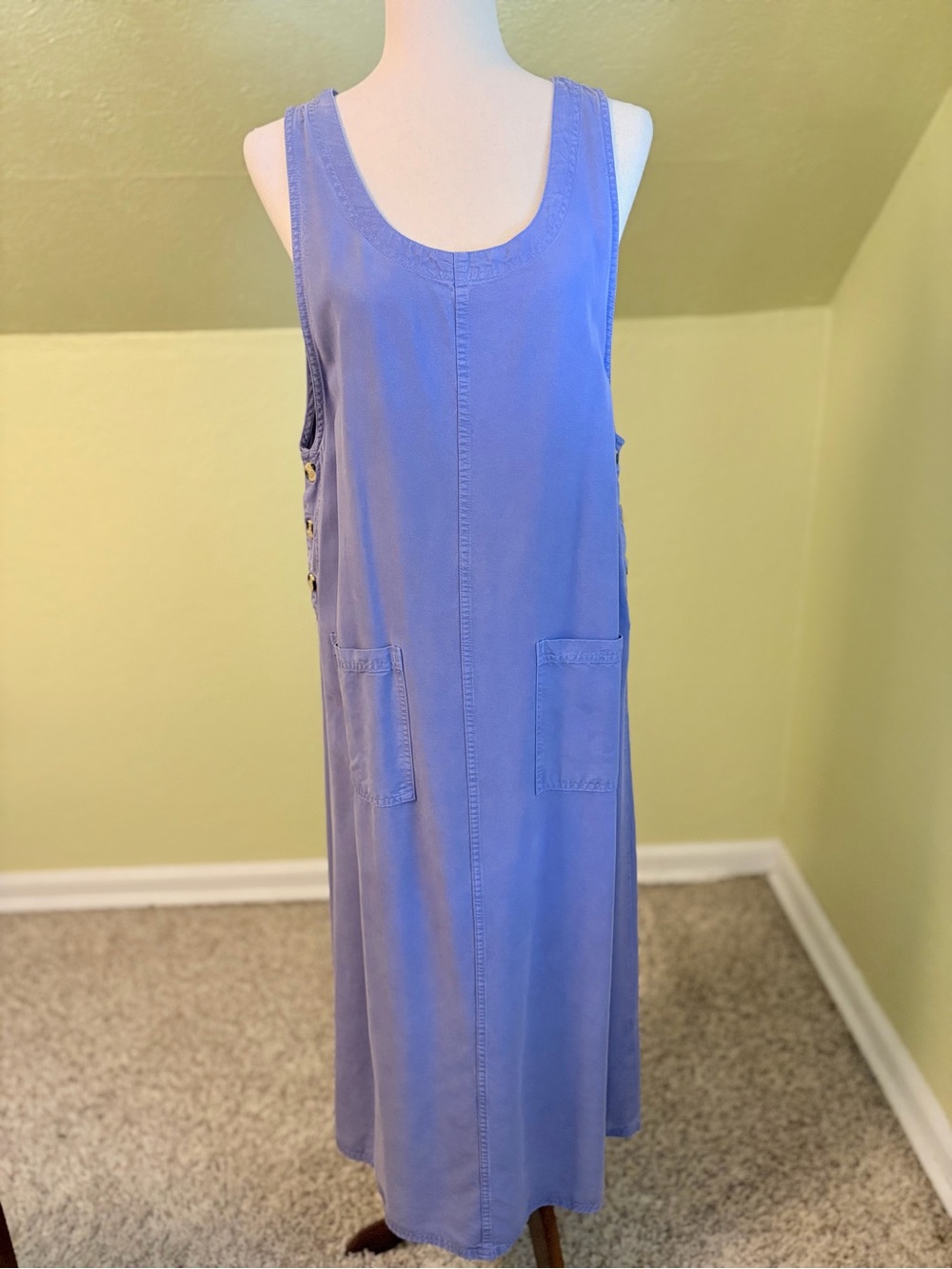 Vintage 90s AKS Amy K Su for Nordstrom Purple Pinafore Jumper Dress Petite L